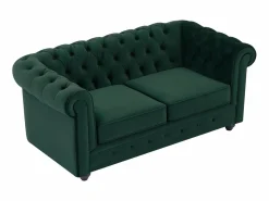 Vente-unique Sofá de 3 plazas, 2 plazas y sillón de terciopelo estilo CHESTERFIELD
