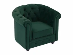 Vente-unique Sofá de 3 plazas, 2 plazas y sillón de terciopelo estilo CHESTERFIELD