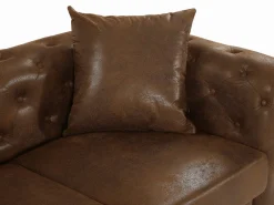 Online Vente-unique Sofá de 2 plazas chéster de microfibra con aspecto de cuero envejecido marrón EDWINA Marru00f3n