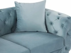 Hot Vente-unique Sofá de 3 plazas chéster de terciopelo azul pastel y patas de metal EDWINA Azul celeste