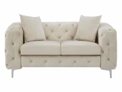Hot Sofá de 2 plazas chéster de terciopelo y patas de metal EDWINA Sofás Chesterfield|Sofá - 2 Plazas