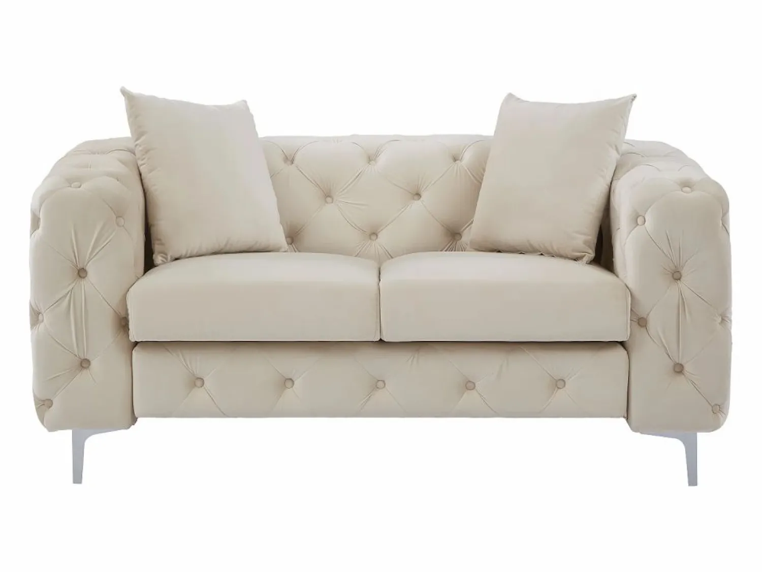 Hot Sofá de 2 plazas chéster de terciopelo y patas de metal EDWINA Sofás Chesterfield|Sofá - 2 Plazas