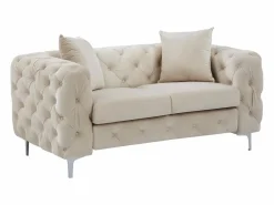 Hot Sofá de 2 plazas chéster de terciopelo y patas de metal EDWINA Sofás Chesterfield|Sofá - 2 Plazas