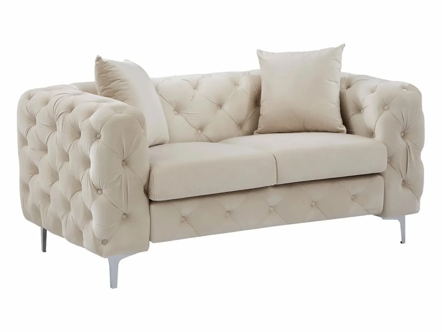 Hot Sofá de 2 plazas chéster de terciopelo y patas de metal EDWINA Sofás Chesterfield|Sofá - 2 Plazas