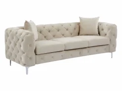 Vente-unique Sofá de 3 plazas chéster de terciopelo y patas de metal EDWINA