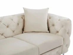 Vente-unique Sofá de 3 plazas chéster de terciopelo y patas de metal EDWINA