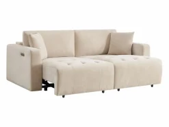 Clearance Vente-unique Sofá de 3 plazas con asiento deslizante eléctrico en tejido DIMARIAS Beige