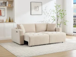 Clearance Vente-unique Sofá de 3 plazas con asiento deslizante eléctrico en tejido DIMARIAS Beige