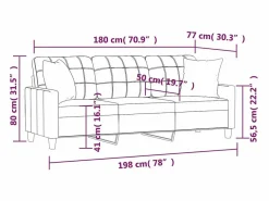 vidaxl Sofá de 3 plazas con cojines cuero sintético 180 cm