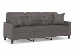 Clearance Clicnbuy Sofá de 3 plazas con cojines cuero sintético 180 cm Gris