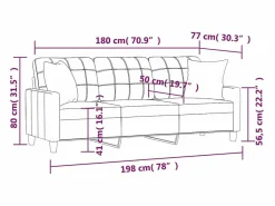 Clearance Clicnbuy Sofá de 3 plazas con cojines cuero sintético 180 cm Gris