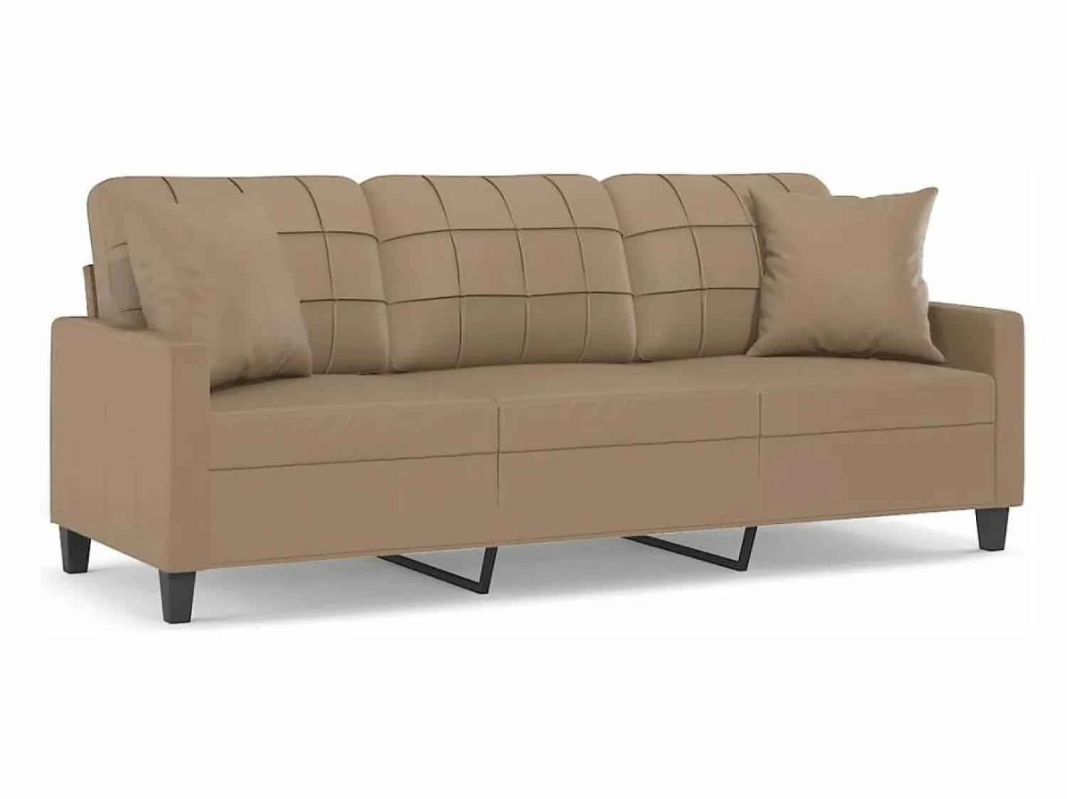 Clicnbuy Sofá de 3 plazas con cojines cuero sintético capuchino 180 cm