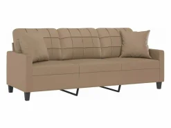 Clicnbuy Sofá de 3 plazas con cojines cuero sintético capuchino 180 cm