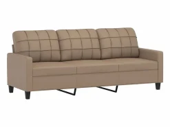 Clicnbuy Sofá de 3 plazas con cojines cuero sintético capuchino 180 cm