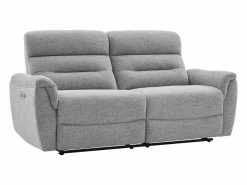 Outlet Vente-unique Sofá de 3 plazas con relax eléctrico en tejido texturizado BREVIO Gris