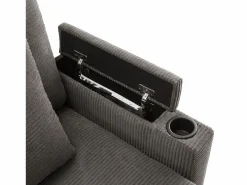 Best Sofá de 3 plazas con reposapiés, puerto USB y 2 cojines - Pana - oscuro Sofás Chesterfield