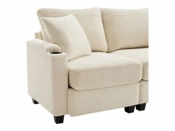 Sale Hauss Spole Sofá de 3 plazas con reposapiés, puerto USB y 2 cojines - Pana - Beige