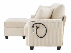 Sale Hauss Spole Sofá de 3 plazas con reposapiés, puerto USB y 2 cojines - Pana - Beige