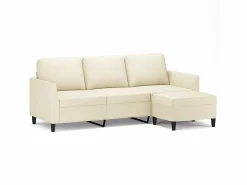 Clicnbuy Sofá de 3 plazas con taburete cuero sintético 180 cm