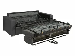 Vente-unique Sofá de 3 plazas convertible express de cuero . Cama 140 cm. Colchón 14 cm. CALITO