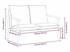 vidaxl Sofá de 2 plazas cuero auténtico con madera de acacia marrón
