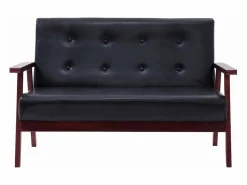 Clearance Sofá de 2 plazas cuero sintético PWFG32058 Negro