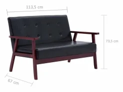 Clearance Sofá de 2 plazas cuero sintético PWFG32058 Negro