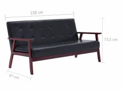 Discount Sofá de 3 plazas cuero sintético Sofá Vintage