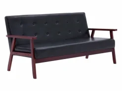 Hot Sofá de 3 plazas cuero sintético PWFG80661 Negro