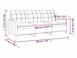 New vidaxl Sofá de 3 plazas de cuero sintético color 180 cm Crema