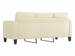 New vidaxl Sofá de 3 plazas de cuero sintético color 180 cm Crema