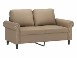 Discount Sofá de 2 plazas de cuero sintético color capuchino 120 cm Sofás De Piel Sintética