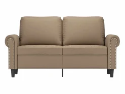 Discount Sofá de 2 plazas de cuero sintético color capuchino 120 cm Sofás De Piel Sintética