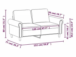 Discount Sofá de 2 plazas de cuero sintético color capuchino 120 cm Sofás De Piel Sintética