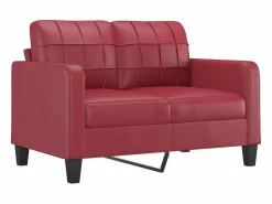 vidaxl Sofá de 2 plazas de cuero sintético vino 120 cm