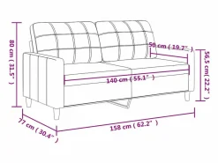 Outlet Clicnbuy Sofá de 2 plazas de cuero sintético 140 cm Negro
