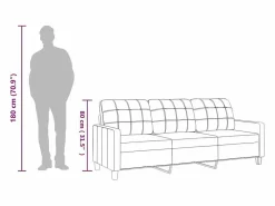 vidaxl Sofá de 3 plazas de cuero sintético 180 cm