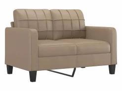 Discount vidaxl Sofá de 2 plazas de cuero sintético color capuchino 120 cm Marru00f3n