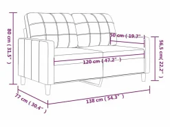 Discount vidaxl Sofá de 2 plazas de cuero sintético color capuchino 120 cm Marru00f3n