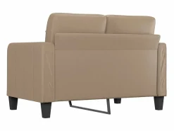 Discount vidaxl Sofá de 2 plazas de cuero sintético color capuchino 120 cm Marru00f3n