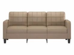 Clearance Clicnbuy Sofá de 3 plazas de cuero sintético color capuchino 180 cm Marru00f3n