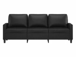 Clearance Clicnbuy Sofá de 3 plazas de cuero sintético 180 cm Negro