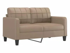Online vidaxl Sofá de 2 plazas de cuero sintético color capuchino 140 cm Marru00f3n