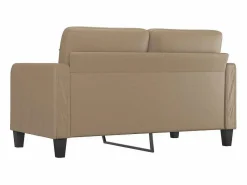 Online vidaxl Sofá de 2 plazas de cuero sintético color capuchino 140 cm Marru00f3n