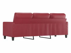 Hot Sofá de 3 plazas de cuero sintético vino 180 cm Sofás De Piel Sintética