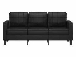Best Clicnbuy Sofá de 3 plazas de cuero sintético 180 cm Negro