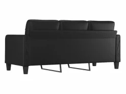 Best Clicnbuy Sofá de 3 plazas de cuero sintético 180 cm Negro