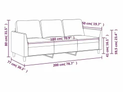 Clearance Sofá de 3 plazas de cuero sintético color capuchino 180 cm Todos Los Sofás|Sofá - 3 Plazas