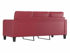 vidaxl Sofá de 3 plazas de cuero sintético vino 180 cm