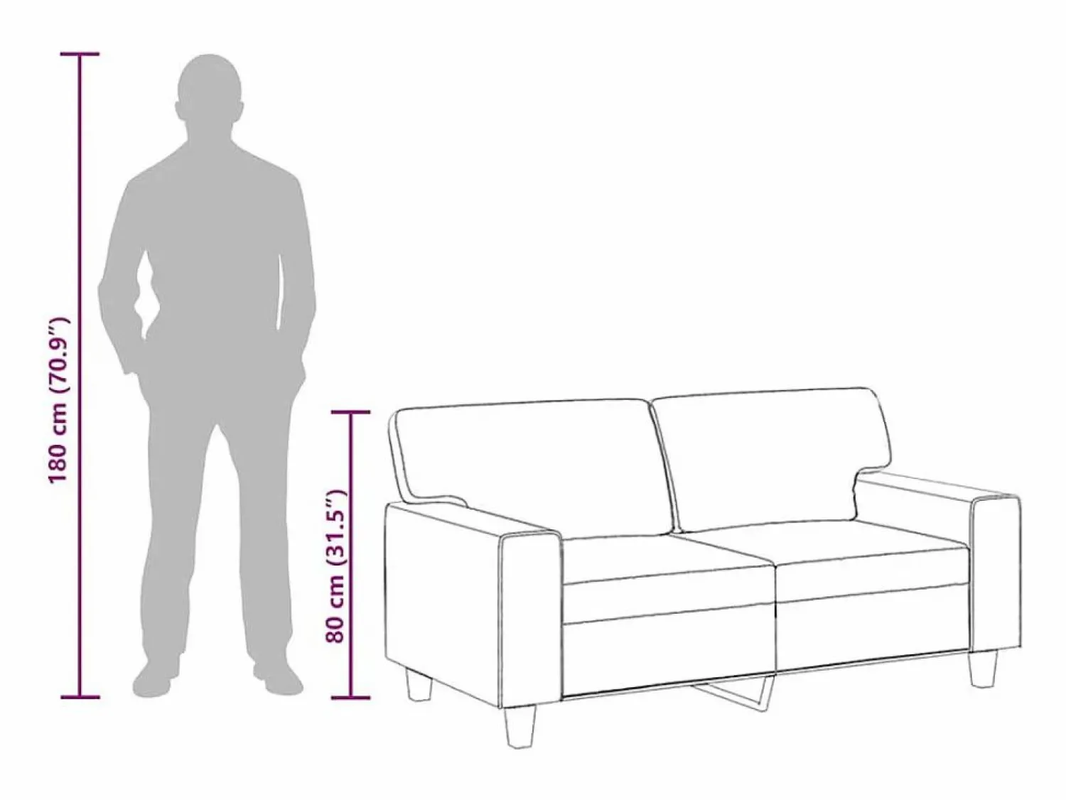 vidaxl Sofá de 2 plazas de cuero sintético color 120 cm